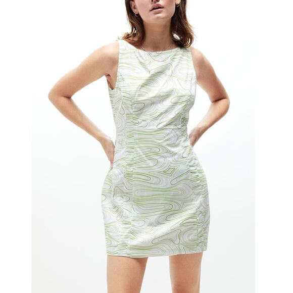 New ~ CHARLIE HOLIDAY ~ Women's Green White Swirl Print Mini Dress Size 6 - Picture 1 of 8
